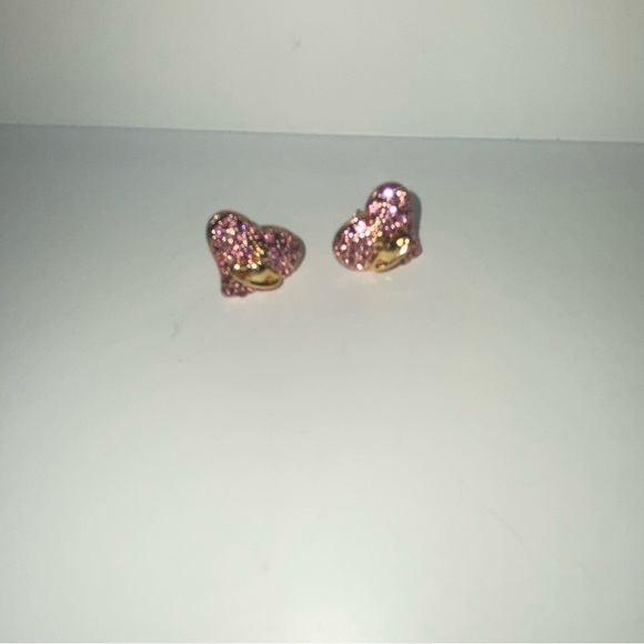 Vivienne Westwood Timy Diamante Heart Earrings Pink and Gold - Picture 7 of 16